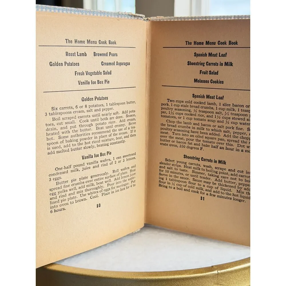 Vintage 1934 The Home Menu Cook Book Myrtle Calkins HC Chicago